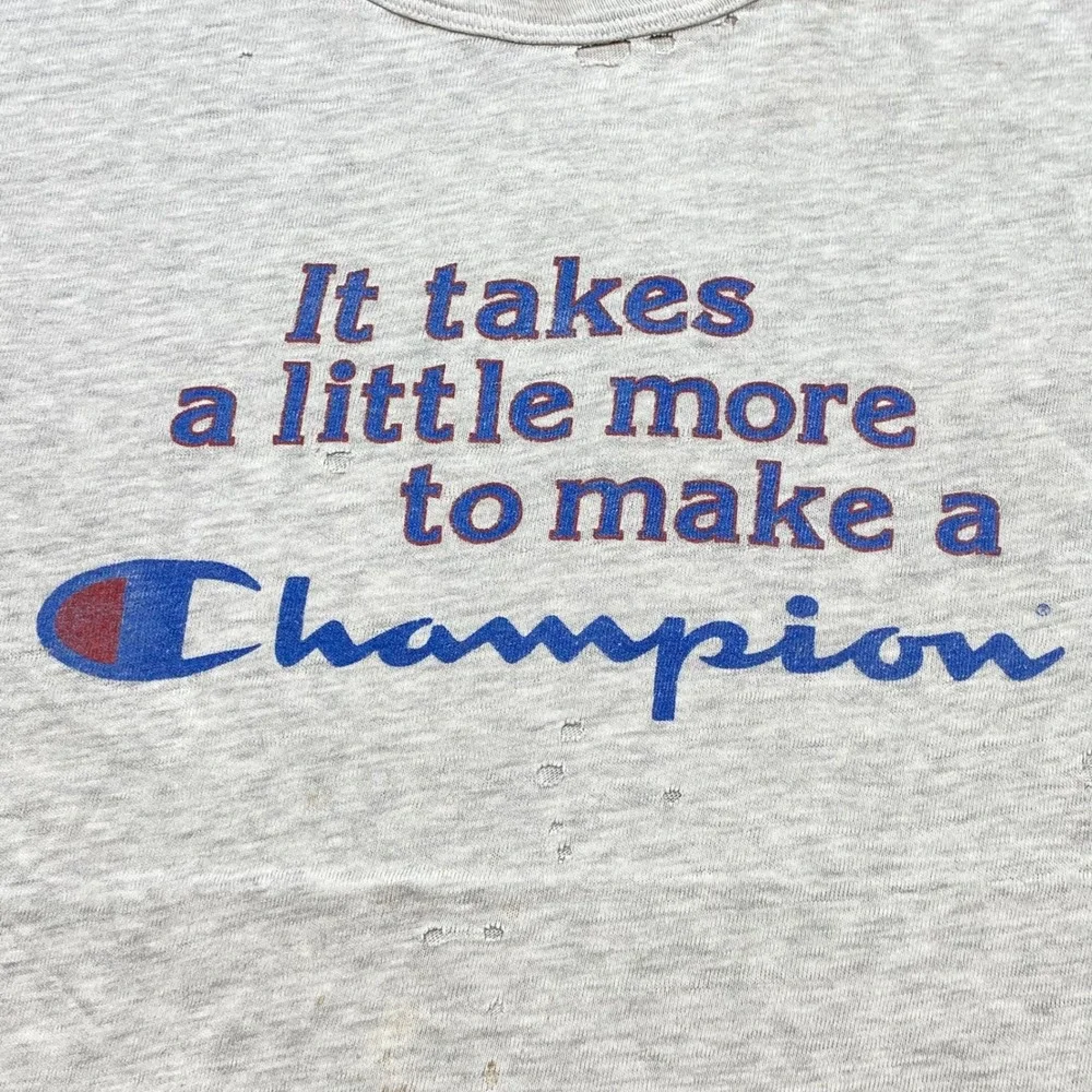 Champion TShirt Sz XL Mens Gray Grunge Distressed It Takes A Little More Graphic - Picture 2 of 12